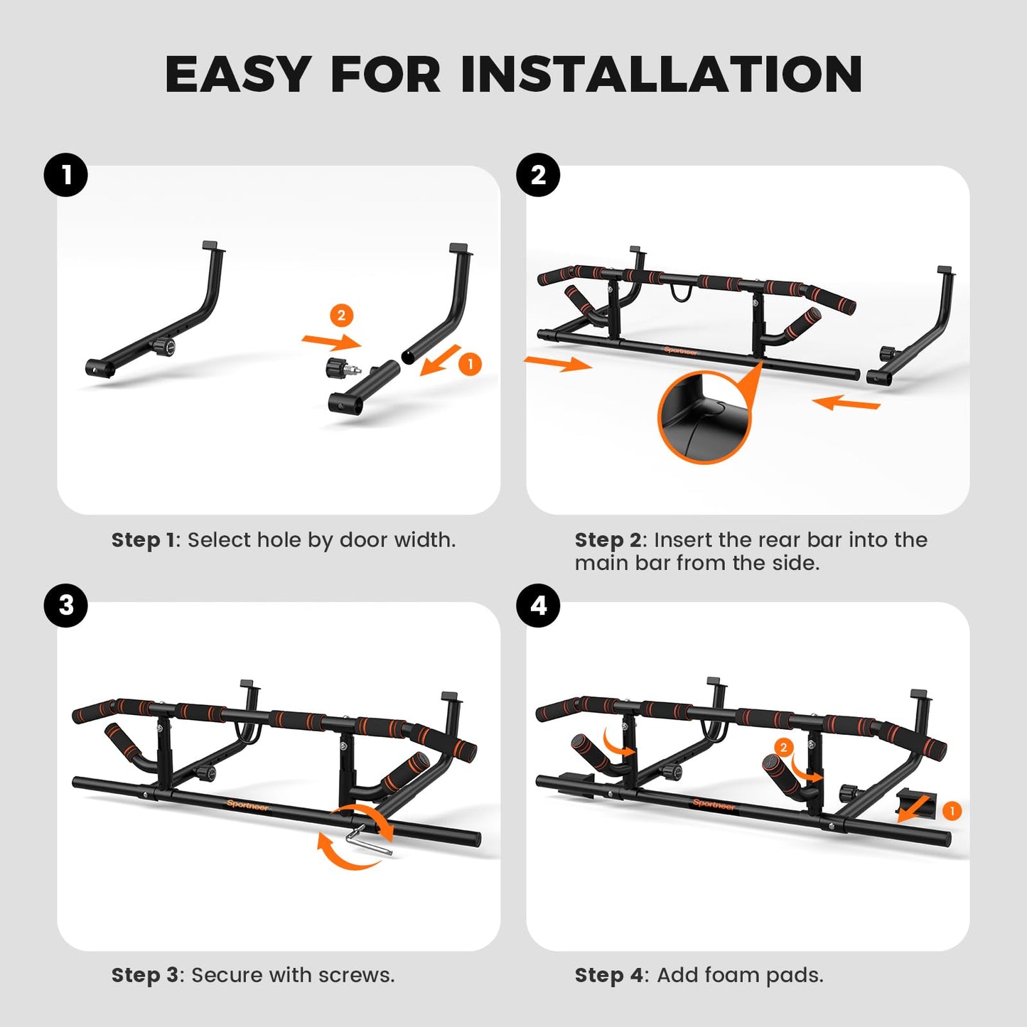 Klimmzugstange Türrahmen kompakt und stabil für Fitness zuhause