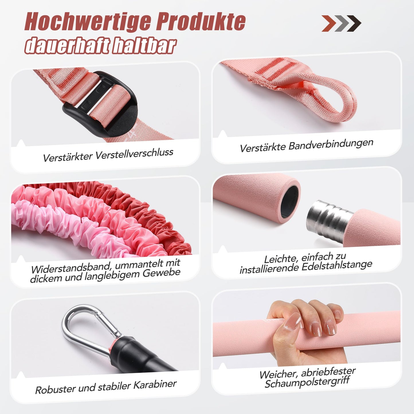 ALongSong Fitness-Bänder-Set mit 6 Widerstandsbändern 20-180 lbs oder 20-240 lbs & Pilates-Stange, Griffen, Türanker für Fitness, Widerstandstraining, Krafttraining, Fitnessgeräte für zu Hause