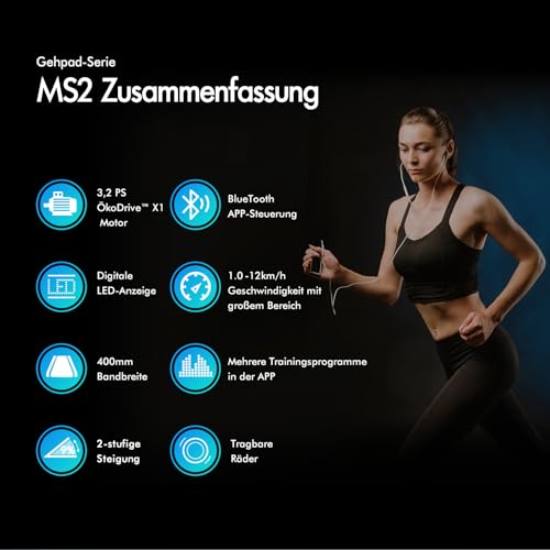 Laufband Walking Pad Klappbar 2,2 PS - Bluetooth LED bis 120kg