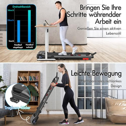 Laufband Walking Pad Klappbar 2,2 PS - Bluetooth LED bis 120kg