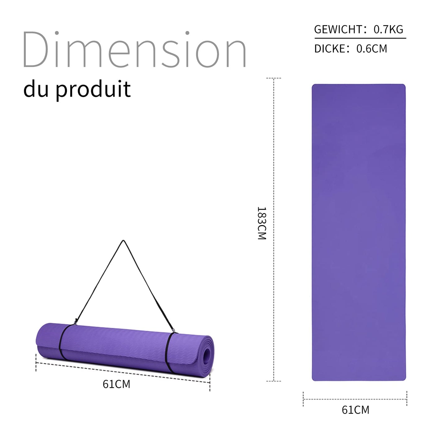 Good Nite Gymnastikmatte Yogamatte Fitnessmatte Rutschfest Trainingsmatte Sport Turn Matten Pilates Matte Bodenturnmatte Mit Tragegurt 183 x 61 x 0.6 cm