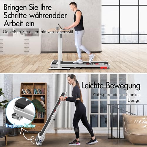 Laufband Walking Pad Klappbar 2,2 PS - Bluetooth LED bis 120kg