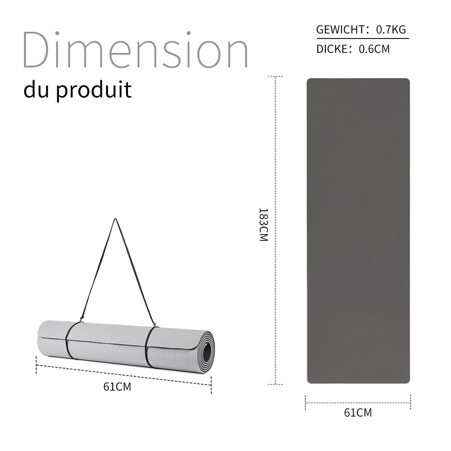 Good Nite Gymnastikmatte Yogamatte Fitnessmatte Rutschfest Trainingsmatte Sport Turn Matten Pilates Matte Bodenturnmatte Mit Tragegurt 183 x 61 x 0.6 cm