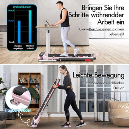 Laufband Walking Pad Klappbar 2,2 PS - Bluetooth LED bis 120kg