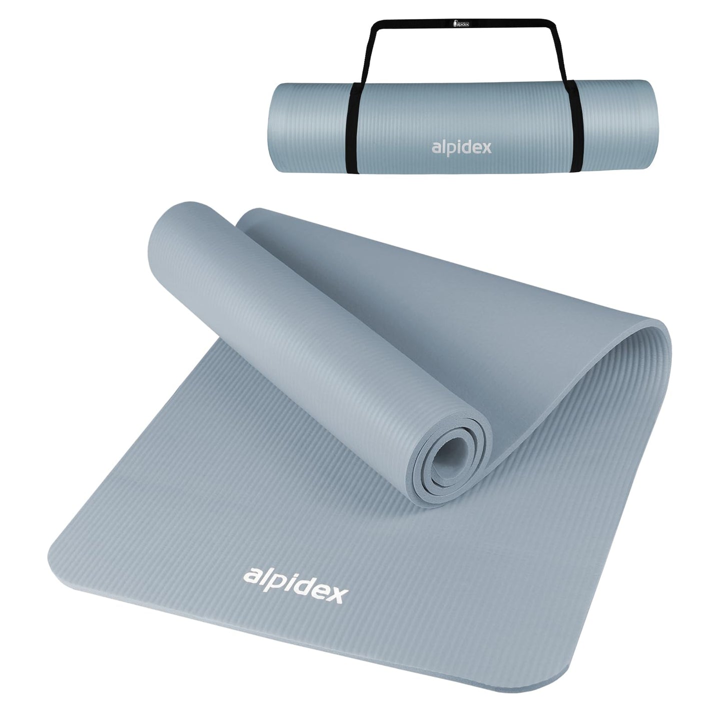 ALPIDEX Yogamatte 183 x 60 x 0,8 cm phthalatfreie Fitnessmatte mit Tragegurt, rutschfest, für Gymnastik, Pilates, Sport, Physiotherapie, HiiT, Yoga, Training und Schlafmatte, hautfreundlich