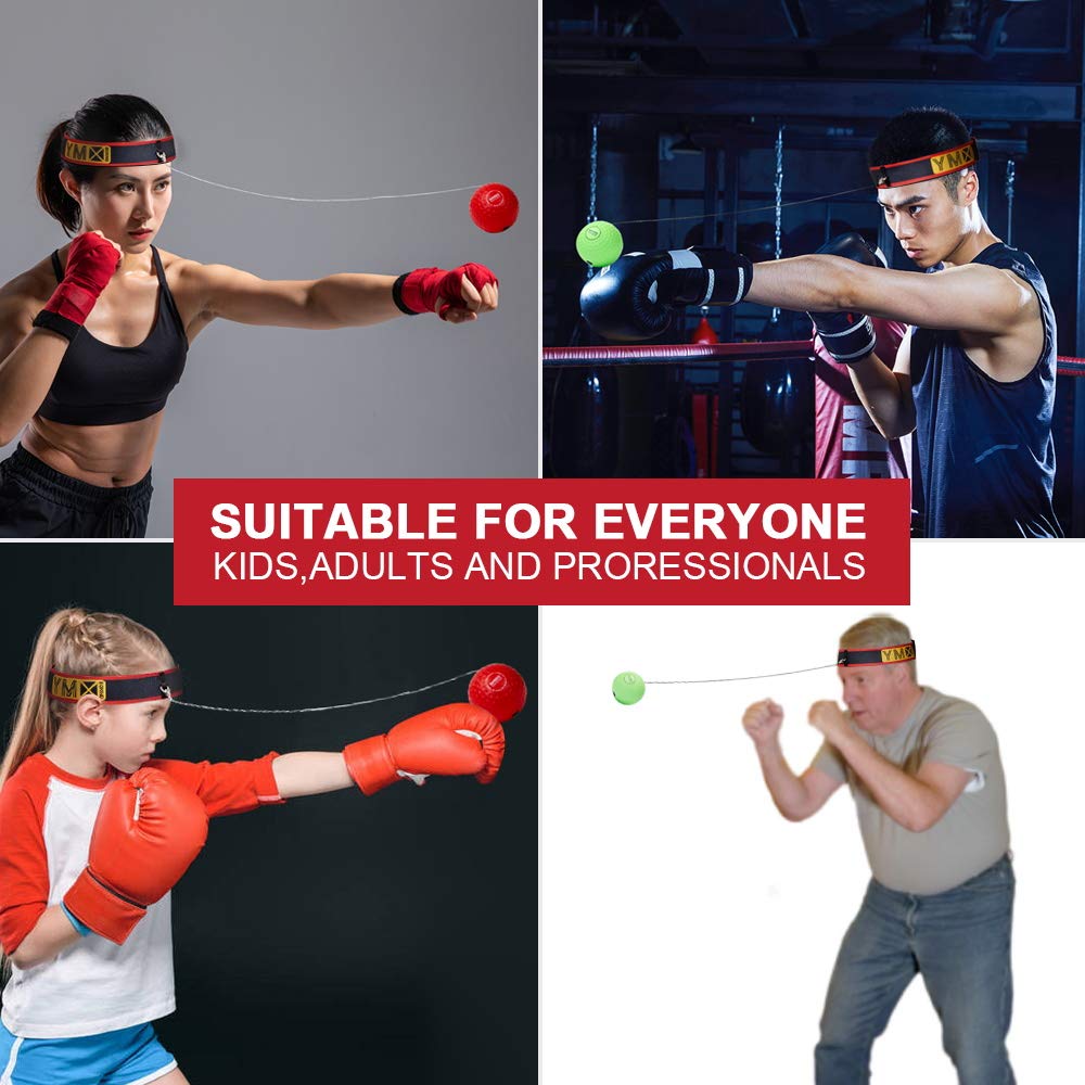 Reflexball 4 Bälle + 2 Stirnbänder - Hand-Auge-Koordination Training