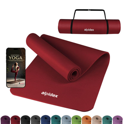 ALPIDEX Yogamatte 183 x 60 x 0,8 cm phthalatfreie Fitnessmatte mit Tragegurt, rutschfest, für Gymnastik, Pilates, Sport, Physiotherapie, HiiT, Yoga, Training und Schlafmatte, hautfreundlich