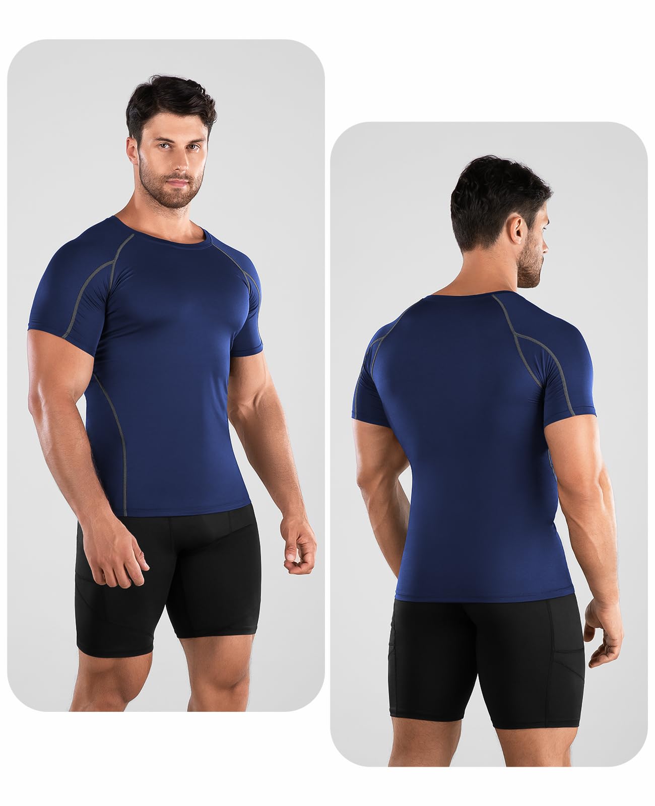 Niksa Funktionsshirt für Herren, Kurzarm, 2-teilig, Kompressionsshirt, Laufshirt, Sportshirt mit Rundhalsausschnitt, Fitnessshirt