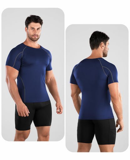Niksa Funktionsshirt für Herren, Kurzarm, 2-teilig, Kompressionsshirt, Laufshirt, Sportshirt mit Rundhalsausschnitt, Fitnessshirt