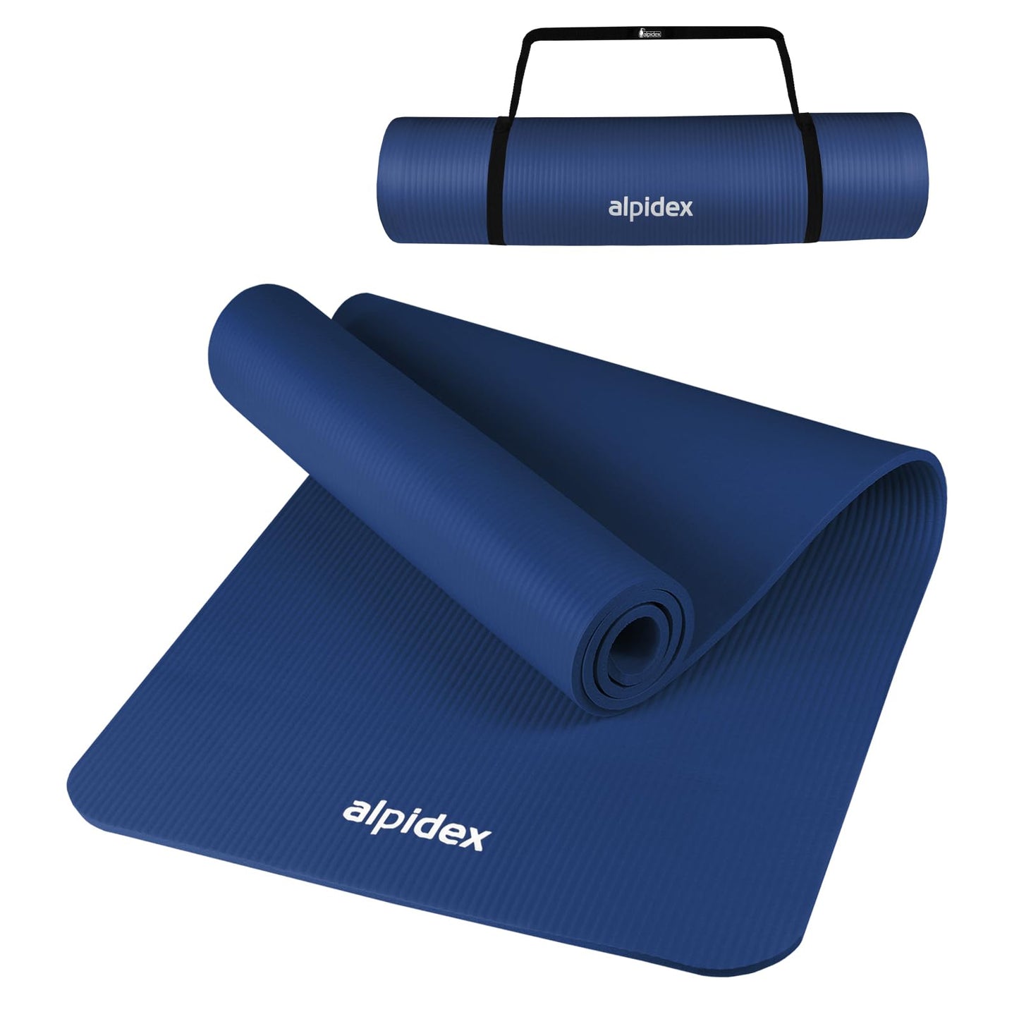 ALPIDEX Yogamatte 183 x 60 x 0,8 cm phthalatfreie Fitnessmatte mit Tragegurt, rutschfest, für Gymnastik, Pilates, Sport, Physiotherapie, HiiT, Yoga, Training und Schlafmatte, hautfreundlich