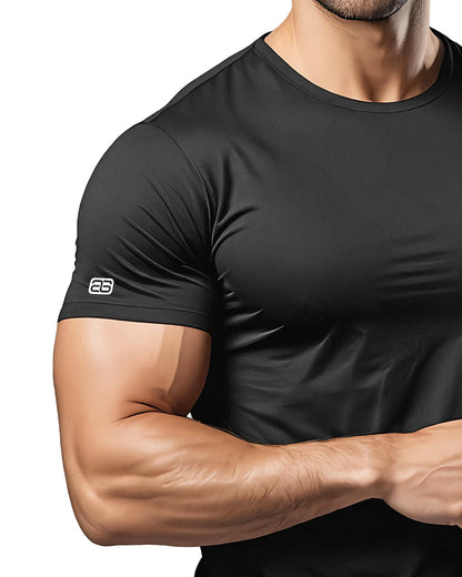 Sport T-Shirt Herren schwarz für Krafttraining Bodybuilding
