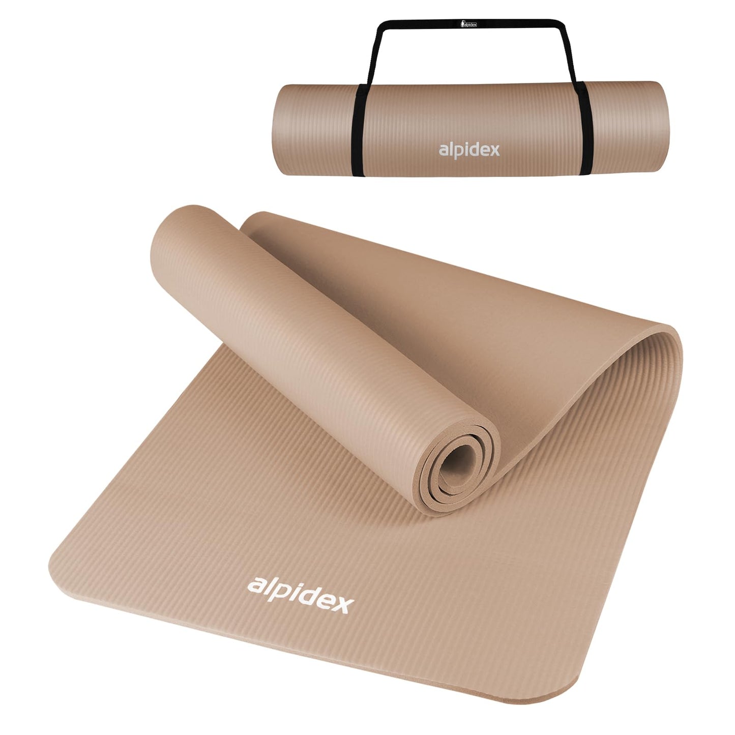 ALPIDEX Yogamatte 183 x 60 x 0,8 cm phthalatfreie Fitnessmatte mit Tragegurt, rutschfest, für Gymnastik, Pilates, Sport, Physiotherapie, HiiT, Yoga, Training und Schlafmatte, hautfreundlich