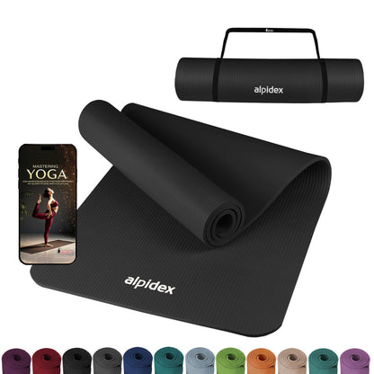 ALPIDEX Yogamatte 183 x 60 x 0,8 cm phthalatfreie Fitnessmatte mit Tragegurt, rutschfest, für Gymnastik, Pilates, Sport, Physiotherapie, HiiT, Yoga, Training und Schlafmatte, hautfreundlich