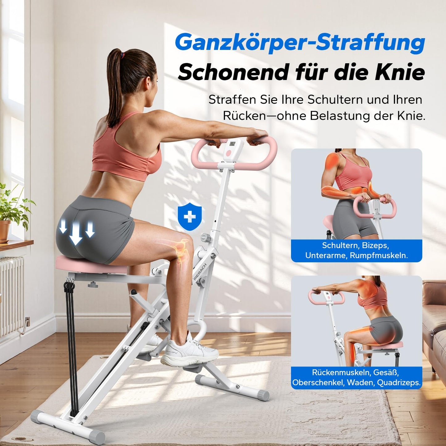 Squat Rudergerät 2-in-1 Klappbar - Gesäß Bein Training bis 160kg