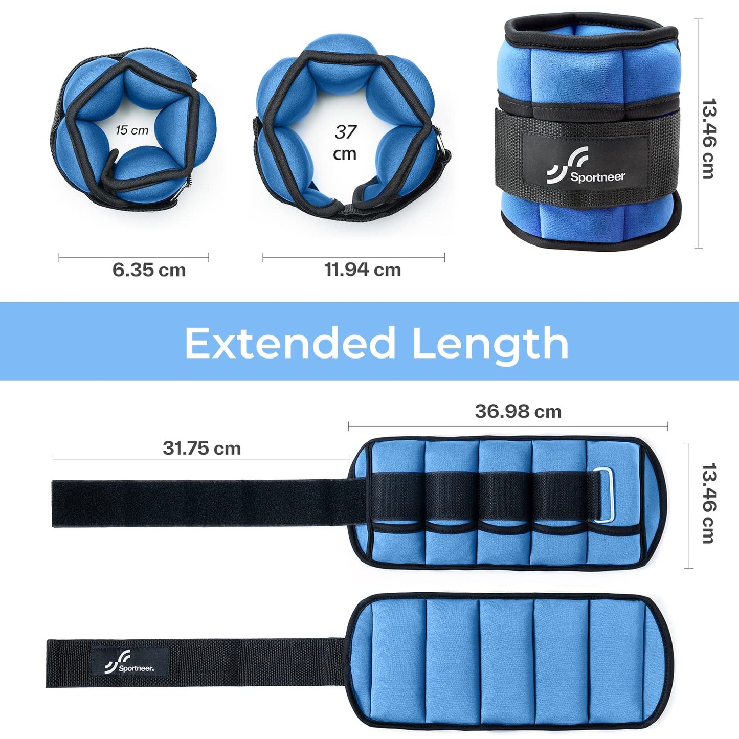 Knöchelgewichte Verstellbar 2er Pack - 0,45-2,25kg pro Knöchel