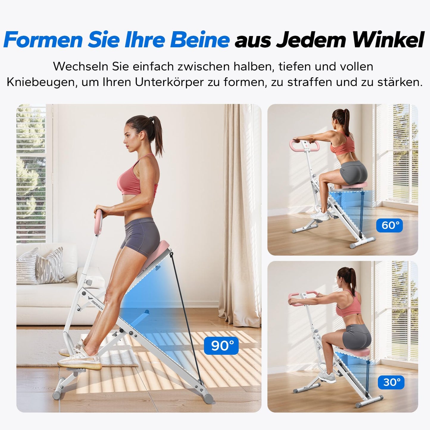 Squat Rudergerät 2-in-1 Klappbar - Gesäß Bein Training bis 160kg