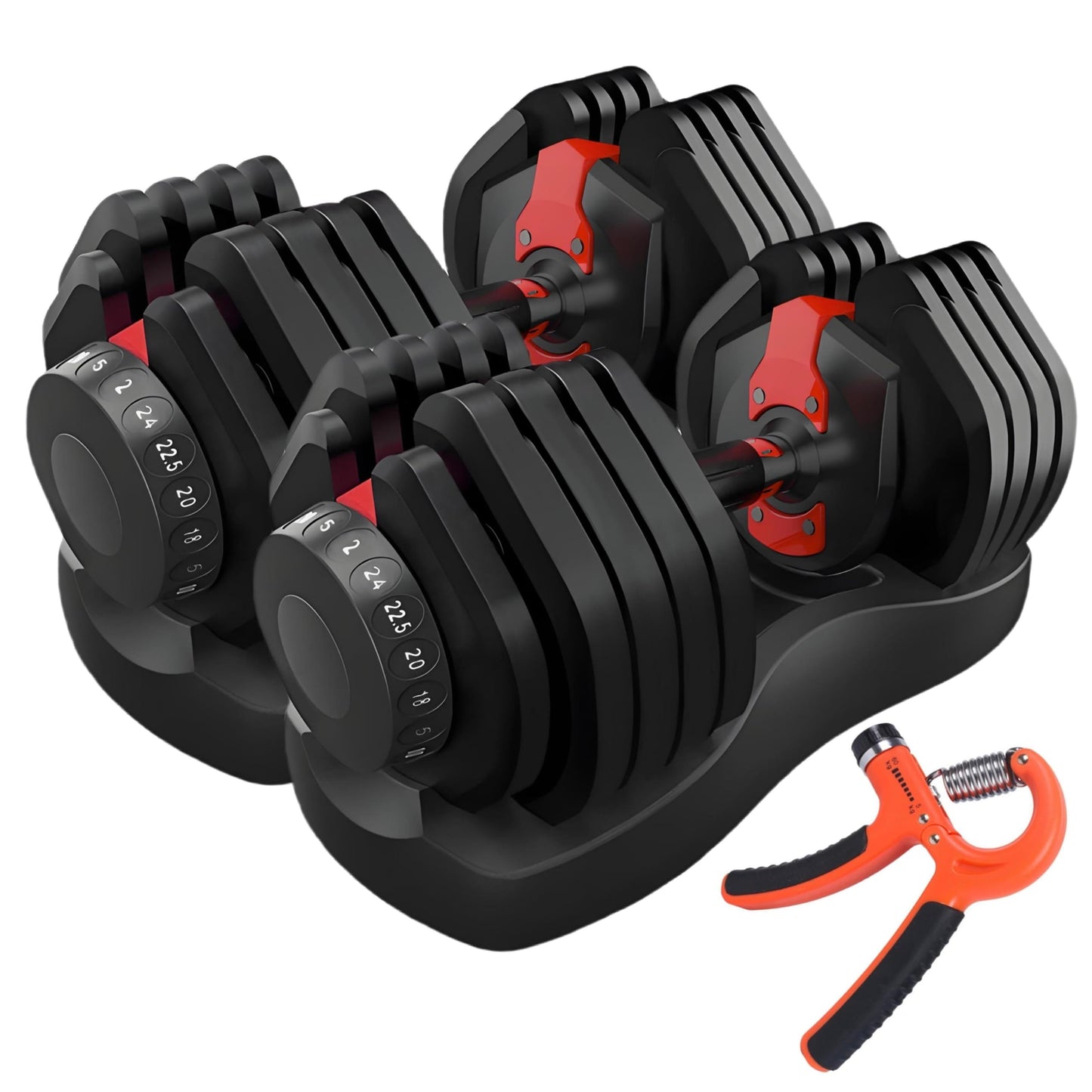 2 x 24/40 kg verstellbare Hanteln, 15-in-1 Hantelset, verstellbare platzsparende Hanteln, Kraft- und Heimtraining, variable Gewichte, platzsparend (24-40 kg)