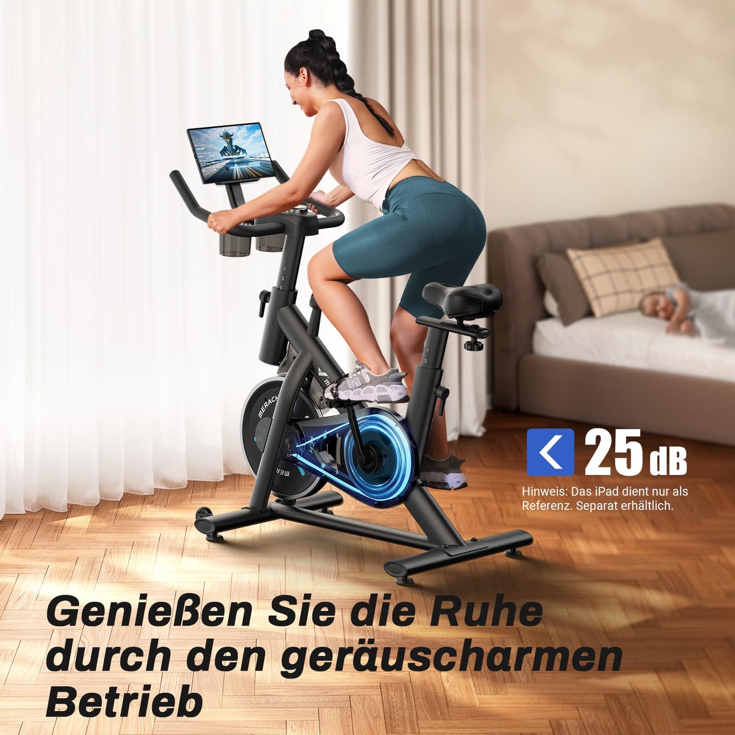 Heimtrainer Fahrrad mit App - 8 Stufen LCD Monitor bis 136kg
