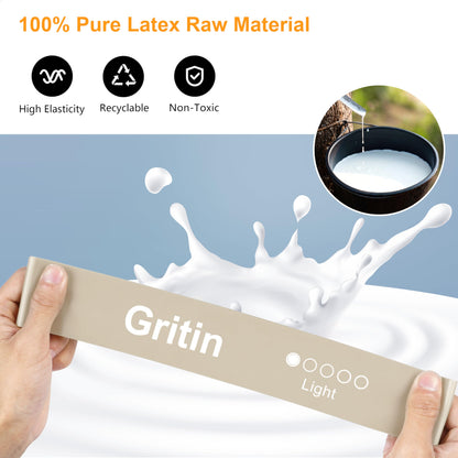 Fitnessbänder 5 Stufen Set 100% Latex - mit Tragetasche & Anleitung