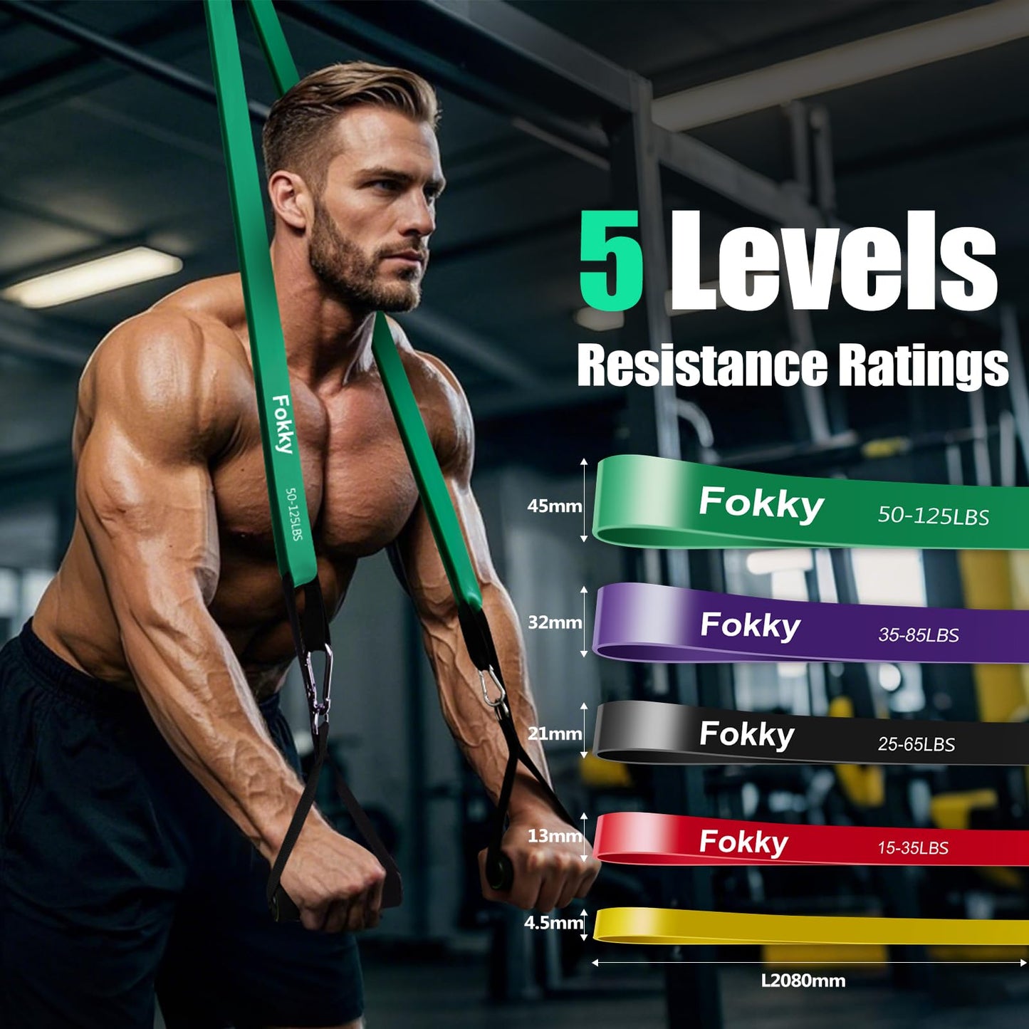 Fitnessbänder 4 Stufen Set - mit Türanker Griffen & Tragetasche