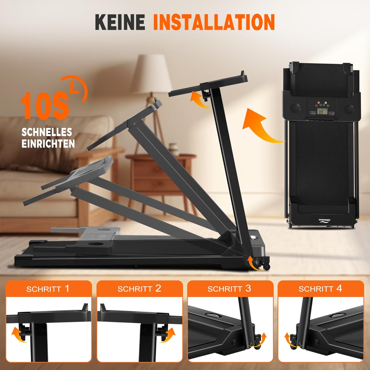 Klappbares Laufband platzsparend Transportrollen
