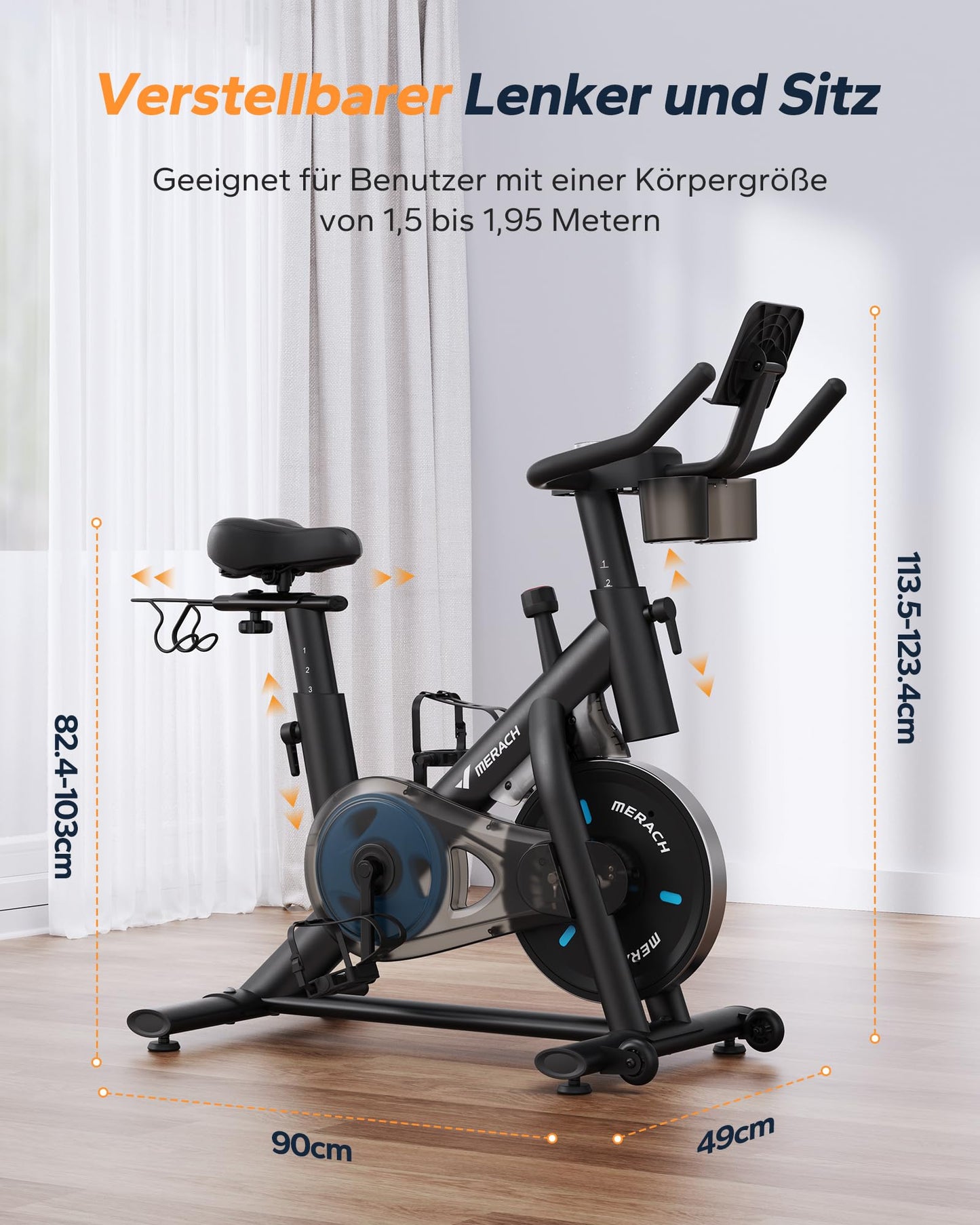 Heimtrainer Fahrrad mit App - 8 Stufen LCD Monitor bis 136kg