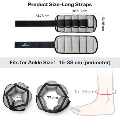 Knöchelgewichte Verstellbar 2er Pack - 0,45-2,25kg pro Knöchel