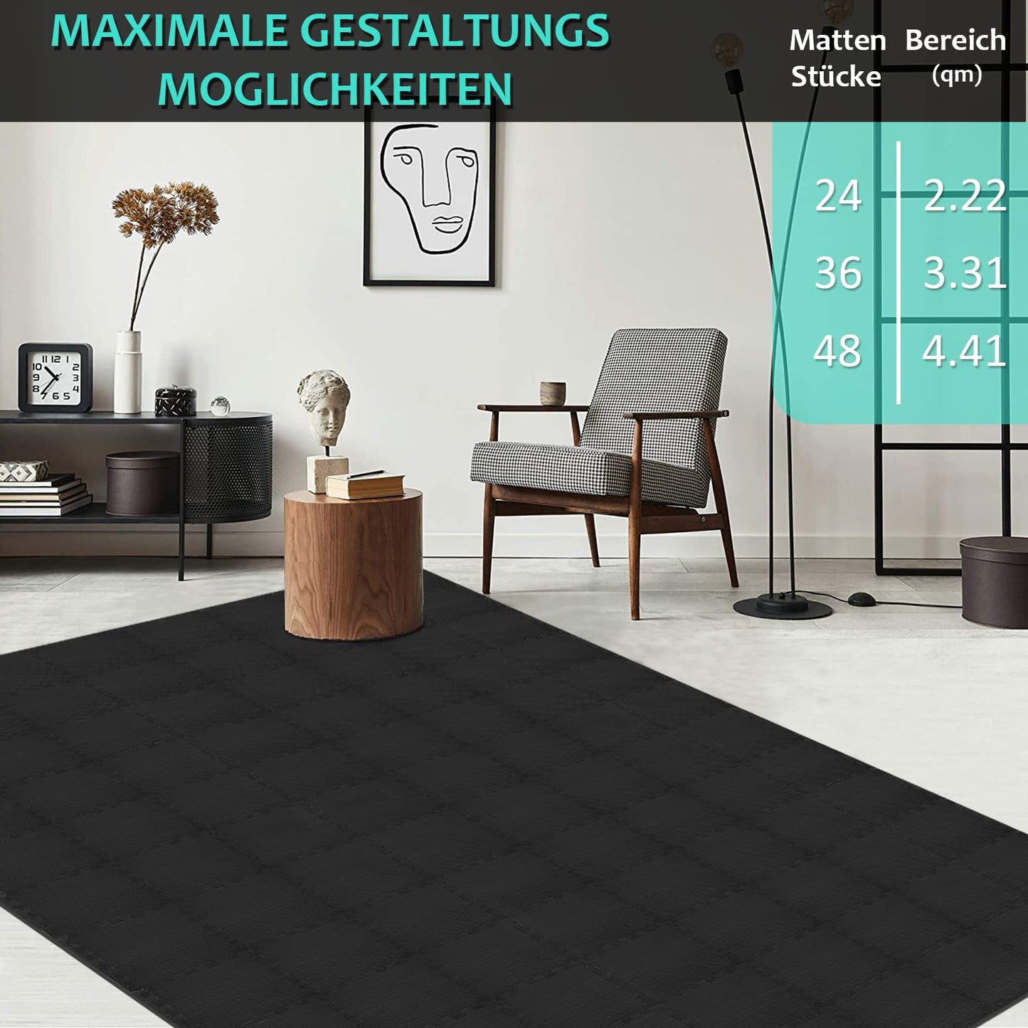 Bodenschutzmatten Fitness Puzzlematten 31x31cm - EVA Schutzmatte