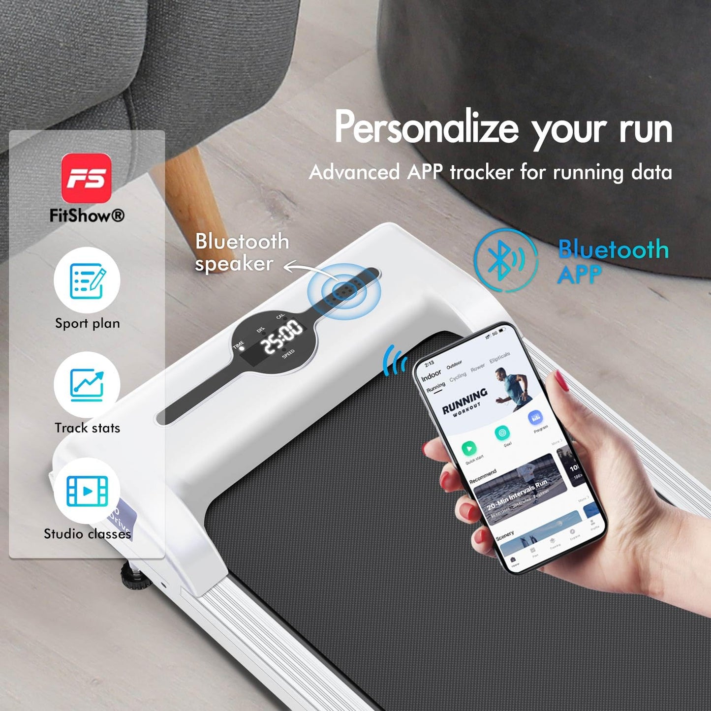 Laufband Walking Pad Klappbar 2,2 PS - Bluetooth LED bis 120kg