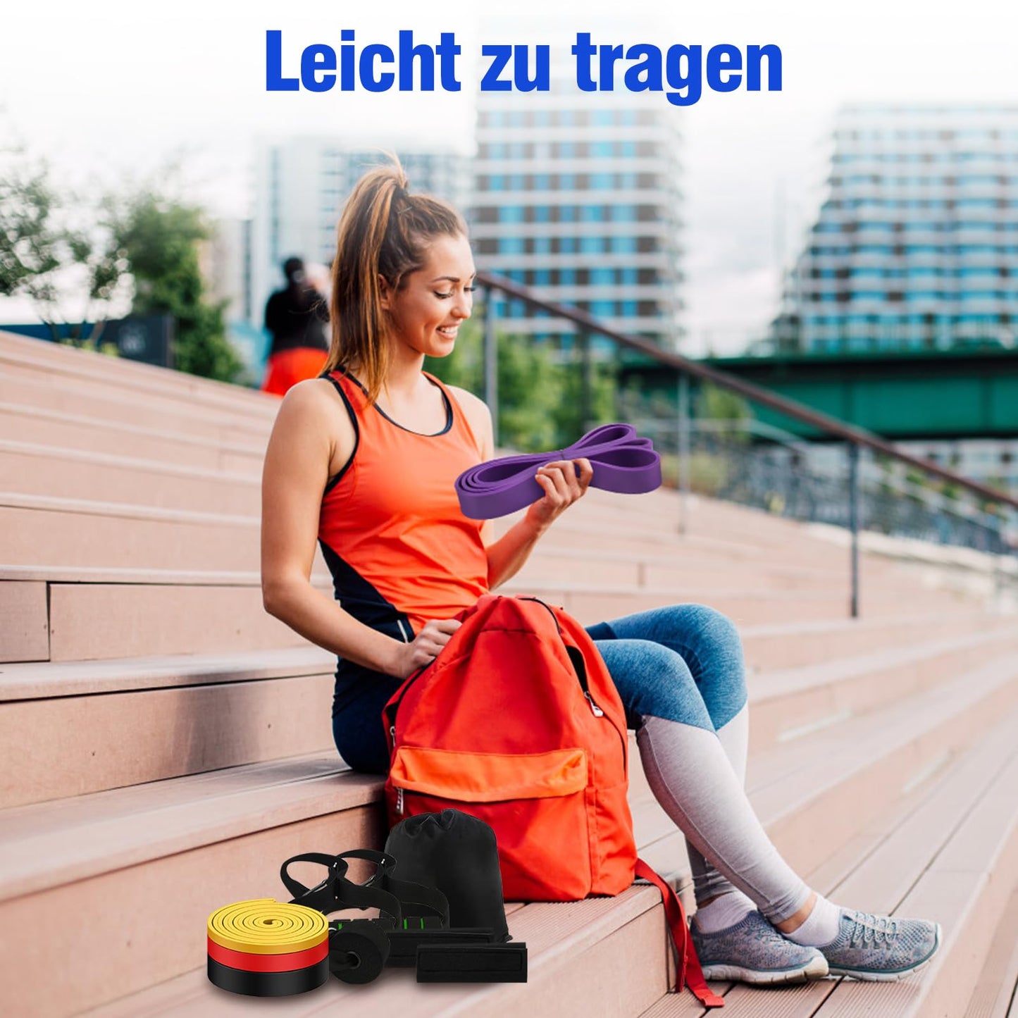 Fitnessbänder 4 Stufen Set - mit Türanker Griffen & Tragetasche