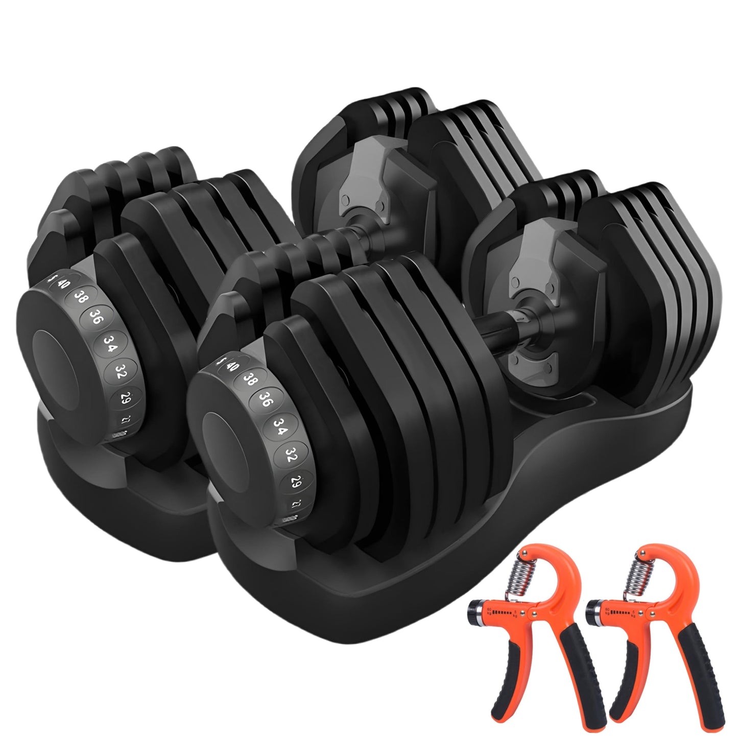 2 x 24/40 kg verstellbare Hanteln, 15-in-1 Hantelset, verstellbare platzsparende Hanteln, Kraft- und Heimtraining, variable Gewichte, platzsparend (24-40 kg)