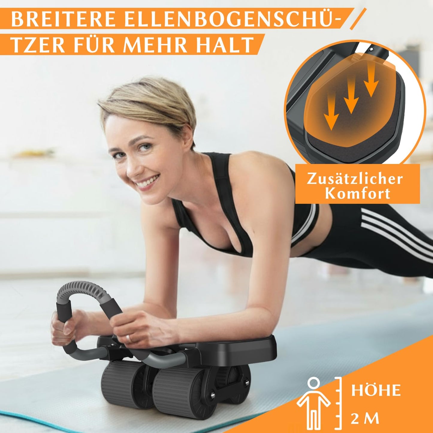 Bauchmuskeltrainer AB Roller 2-in-1 mit Kniematte - bis 150kg