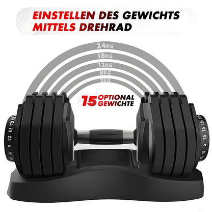 2 x 24/40 kg verstellbare Hanteln, 15-in-1 Hantelset, verstellbare platzsparende Hanteln, Kraft- und Heimtraining, variable Gewichte, platzsparend (24-40 kg)