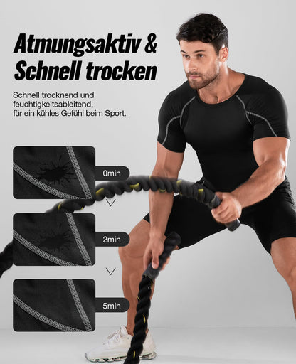 Niksa Funktionsshirt für Herren, Kurzarm, 2-teilig, Kompressionsshirt, Laufshirt, Sportshirt mit Rundhalsausschnitt, Fitnessshirt