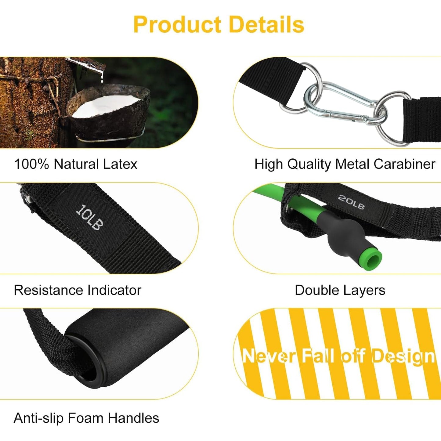 Fitnessbänder Widerstandsbänder 8 Stufen - 300 lbs mit Türanker