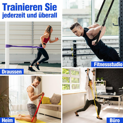 Fitnessbänder 4 Stufen Set - mit Türanker Griffen & Tragetasche