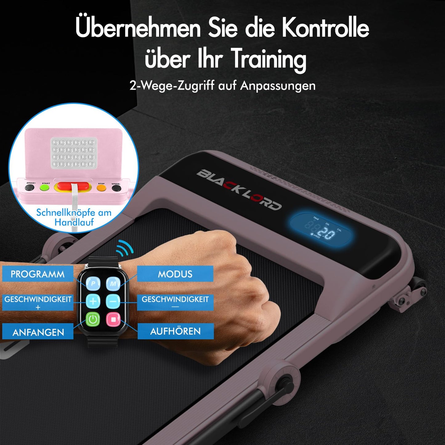 Laufband Walking Pad Klappbar 2,2 PS - Bluetooth LED bis 120kg