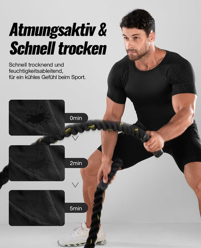 Niksa Funktionsshirt für Herren, Kurzarm, 2-teilig, Kompressionsshirt, Laufshirt, Sportshirt mit Rundhalsausschnitt, Fitnessshirt