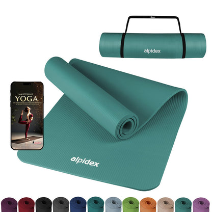 ALPIDEX Yogamatte 183 x 60 x 0,8 cm phthalatfreie Fitnessmatte mit Tragegurt, rutschfest, für Gymnastik, Pilates, Sport, Physiotherapie, HiiT, Yoga, Training und Schlafmatte, hautfreundlich