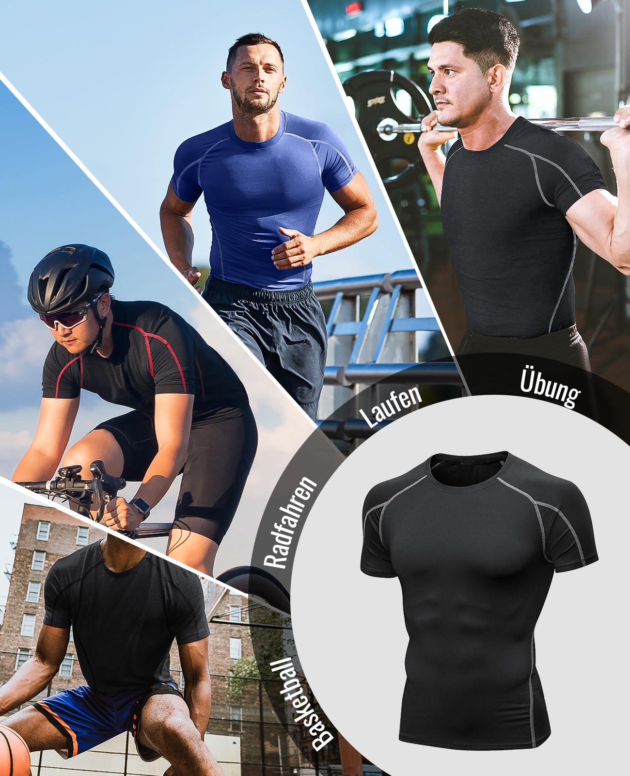 Niksa Funktionsshirt für Herren, Kurzarm, 2-teilig, Kompressionsshirt, Laufshirt, Sportshirt mit Rundhalsausschnitt, Fitnessshirt