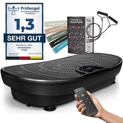 Vibrationsplatte VP250 mit Fitnessbändern Power Seilen
