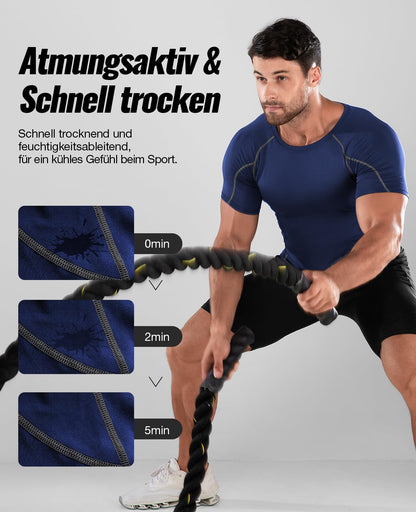 Niksa Funktionsshirt für Herren, Kurzarm, 2-teilig, Kompressionsshirt, Laufshirt, Sportshirt mit Rundhalsausschnitt, Fitnessshirt