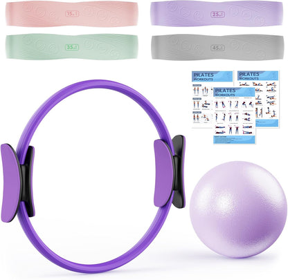Pilates Set komplett mit Ring Widerstandsbänder Mini Ball
