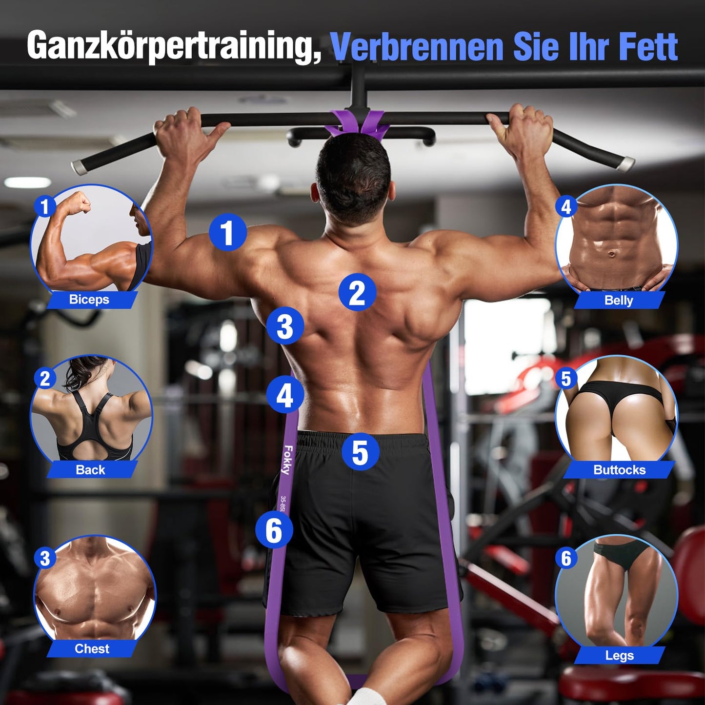 Fitnessbänder 4 Stufen Set - mit Türanker Griffen & Tragetasche