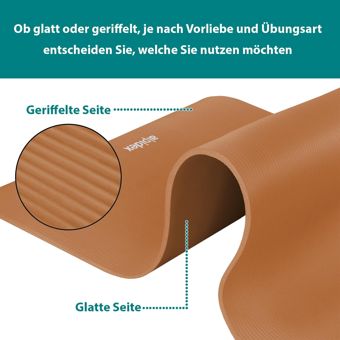 ALPIDEX Yogamatte 183 x 60 x 0,8 cm phthalatfreie Fitnessmatte mit Tragegurt, rutschfest, für Gymnastik, Pilates, Sport, Physiotherapie, HiiT, Yoga, Training und Schlafmatte, hautfreundlich