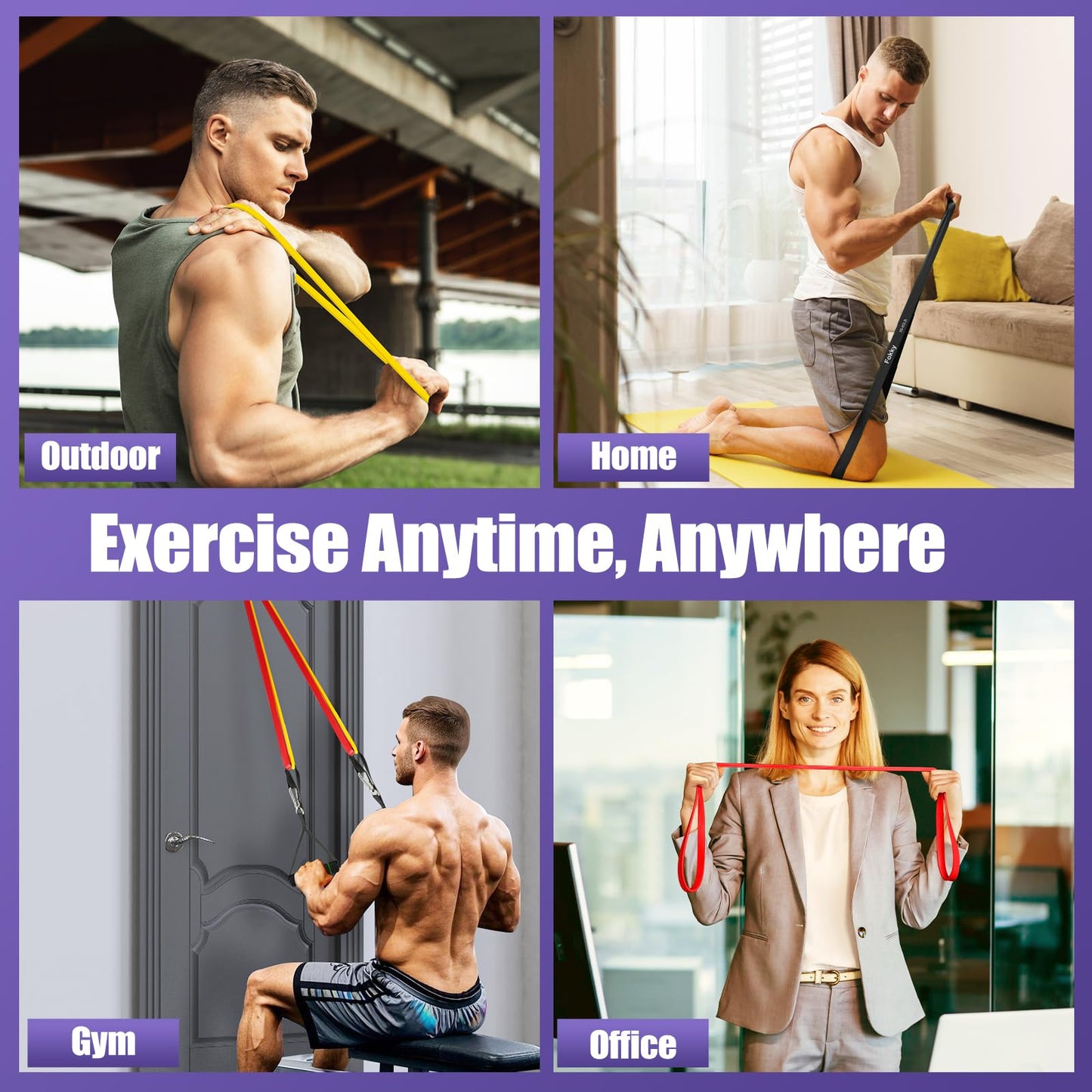 Fitnessbänder 4 Stufen Set - mit Türanker Griffen & Tragetasche