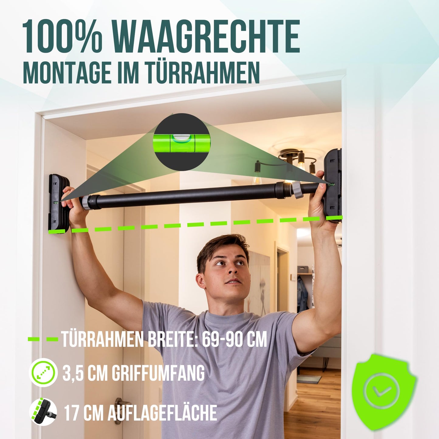 Klimmzugstange Türrahmen ohne Schrauben - Kein Abrutschen bis 110kg