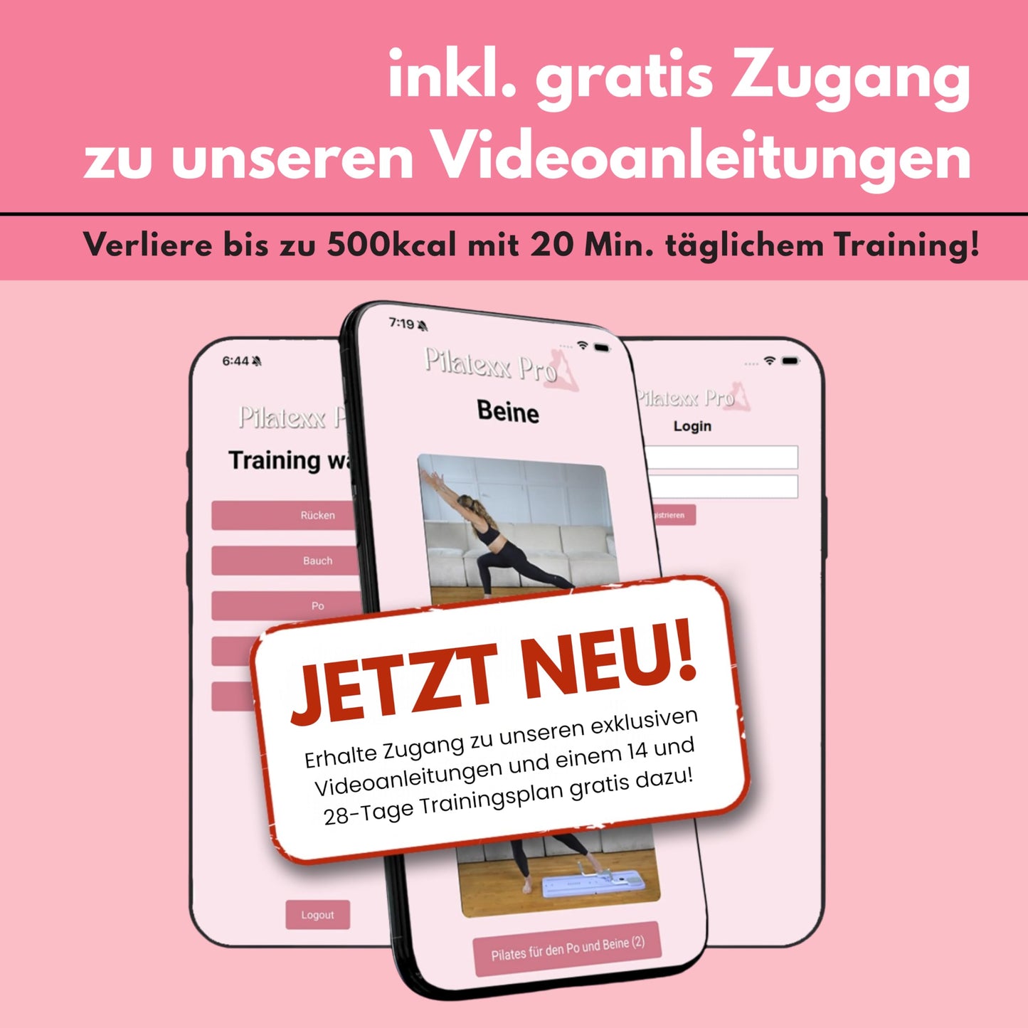 Pro – Klappbarer Pilates-Reformer & Heimtrainer – Über 50 Übungen mit Videoanleitungen – Inklusive Timer, Widerstandsbändern, Griffen & Kniepolstern – Ganzkörpertraining