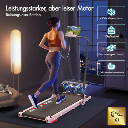Laufband Walking Pad Klappbar 2,2 PS - Bluetooth LED bis 120kg