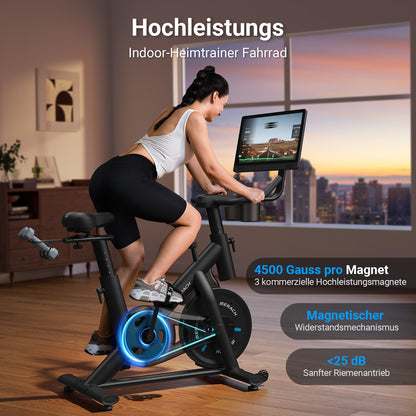 Heimtrainer Fahrrad mit App - 8 Stufen LCD Monitor bis 136kg